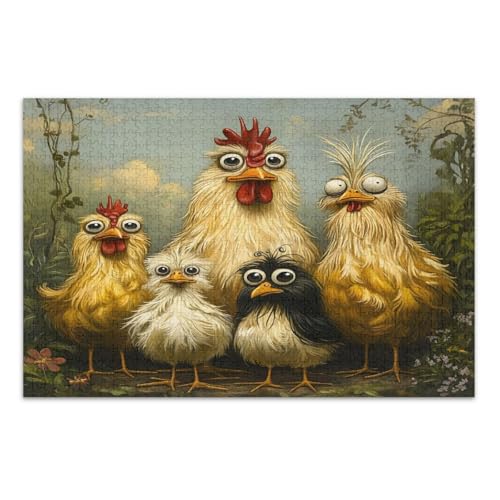 1000 Teile Puzzles, niedliche lustige Hühner Familienpuzzles lustiges Spiel für Männer Frauen, fertige Größe 29,5 x 19,7 Zoll 1000 Teile Puzzles, niedliche lustige Hühner Familienpuzzles lustiges Spiel für Männer Frauen, fertige Größe 29,5 x 19,7 Zoll von CHIFIGNO