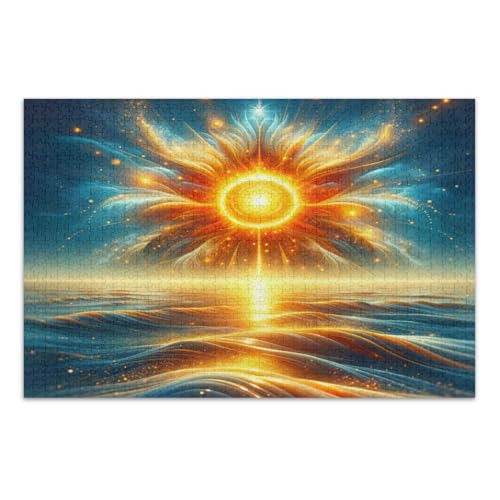 1000 Teile Puzzles für Erwachsene, Goldene Sonne, coole Puzzles, lustige und farbenfrohe Wandkunst, fertige Größe 75 x 50 cm von CHIFIGNO