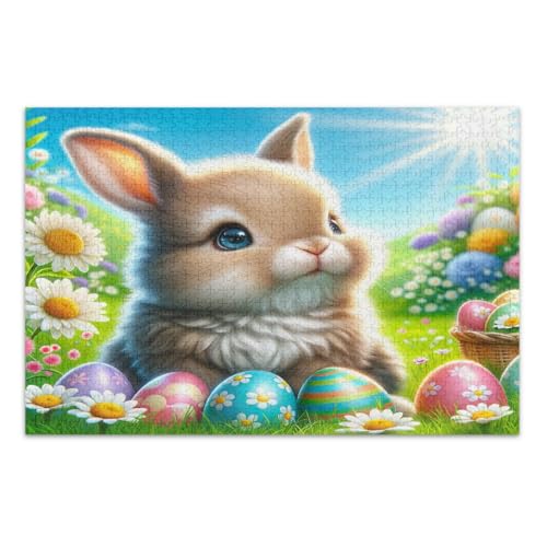 1000 Teile Puzzles für Erwachsene, niedliche Osterhaseneier und Gänseblümchen-Familien-Puzzle-Spaßspiel für Männer und Frauen, fertige Größe 29,5 x 19,7 Zoll 1000 Teile Puzzles für Erwachsene, niedliche Osterhaseneier und Gänseblümchen-Familien-Puzzle-Spaßspiel für Männer und Frauen, fertige Größe 29,5 x 19,7 Zoll von CHIFIGNO