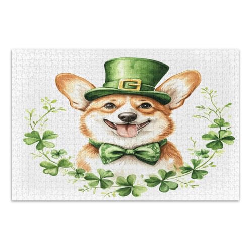 1000-teiliges Puzzle, Aquarell Kleeblatt St. Patrick's Day Hund, einzigartiges Puzzle, lustiges Spiel für Männer und Frauen, fertige Größe 75 x 50 cm 1000-teiliges Puzzle, Aquarell Kleeblatt St. Patrick's Day Hund, einzigartiges Puzzle, lustiges Spiel für Männer und Frauen, fertige Größe 75 x 50 cm von CHIFIGNO
