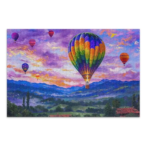 1000-teiliges Puzzle, Heißluftballons, Familienpuzzle, lustiges und farbenfrohes Kunstwerk, fertige Größe 75 x 50 cm von CHIFIGNO