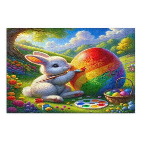 1000-teiliges Puzzle, Osterhase und farbiges Ei, Familienpuzzle, lustiges Spiel für Männer und Frauen, fertige Größe 75 x 50 cm 1000-teiliges Puzzle, Osterhase und farbiges Ei, Familienpuzzle, lustiges Spiel für Männer und Frauen, fertige Größe 75 x 50 cm von CHIFIGNO