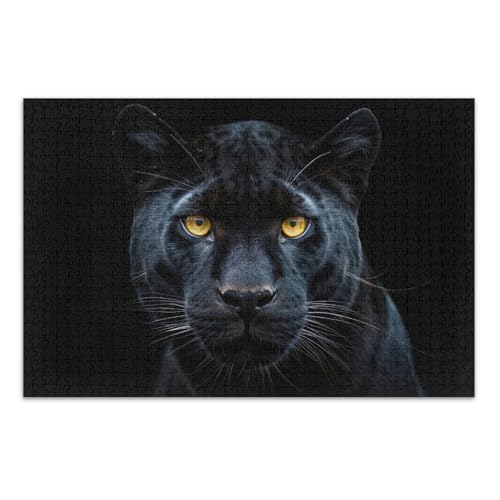 1000-teiliges Puzzle, schwarzer Leopard, coole Puzzles, lustige und farbenfrohe Kunstwerke, Heimdekoration, fertige Größe 75 x 50 cm 1000-teiliges Puzzle, schwarzer Leopard, coole Puzzles, lustige und farbenfrohe Kunstwerke, Heimdekoration, fertige Größe 75 x 50 cm von CHIFIGNO