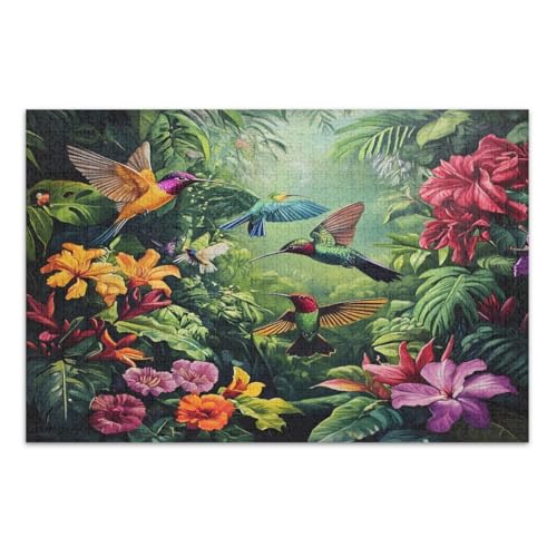 1000-teiliges Puzzle, tropische Blumen, bunte Kolibris, coole Puzzles, lustige und farbenfrohe Kunstwerke, Heimdekoration, fertige Größe 75 x 50 cm 1000-teiliges Puzzle, tropische Blumen, bunte Kolibris, coole Puzzles, lustige und farbenfrohe Kunstwerke, Heimdekoration, fertige Größe 75 x 50 cm von CHIFIGNO