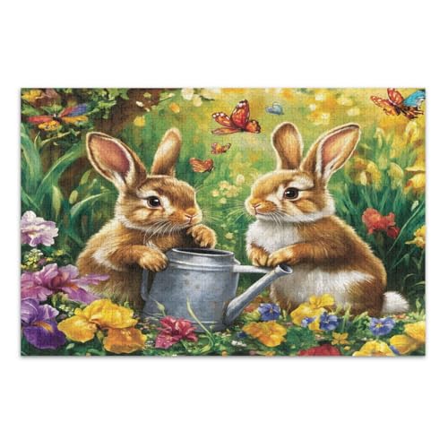 1000-teiliges Puzzle für Erwachsene, Kaninchen, Frühlingsblumen, Schmetterlinge, schwierige Puzzles, lustige und farbenfrohe Kunstwerke, Heimdekoration, fertige Größe 75 x 50 cm 1000-teiliges Puzzle für Erwachsene, Kaninchen, Frühlingsblumen, Schmetterlinge, schwierige Puzzles, lustige und farbenfrohe Kunstwerke, Heimdekoration, fertige Größe 75 x 50 cm von CHIFIGNO
