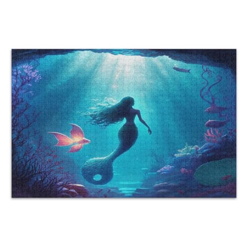 500-teiliges Puzzle, Unterwasser-blaue Meerjungfrau, schwierige Puzzles, anspruchsvolle Familienaktivitäten, fertige Größe 50,5 x 37,9 cm 500-teiliges Puzzle, Unterwasser-blaue Meerjungfrau, schwierige Puzzles, anspruchsvolle Familienaktivitäten, fertige Größe 50,5 x 37,9 cm von CHIFIGNO