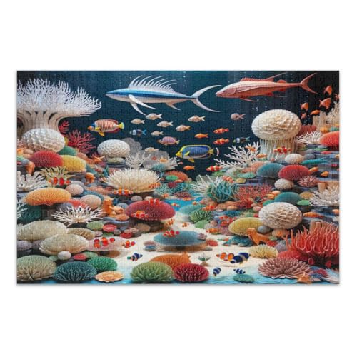 500-teiliges Puzzle für Erwachsene, bunte Korallen-Puzzles, lustige und farbenfrohe Wandkunst, fertige Größe 50,5 x 37,8 cm von CHIFIGNO