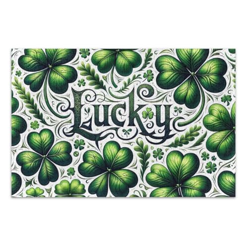 Aquarell St. Patrick's Day Kleeblatt-Puzzle, 1000 Teile, für Erwachsene, anspruchsvolle Familienaktivitäten, coole Puzzles, fertige Größe 75 x 50 cm von CHIFIGNO