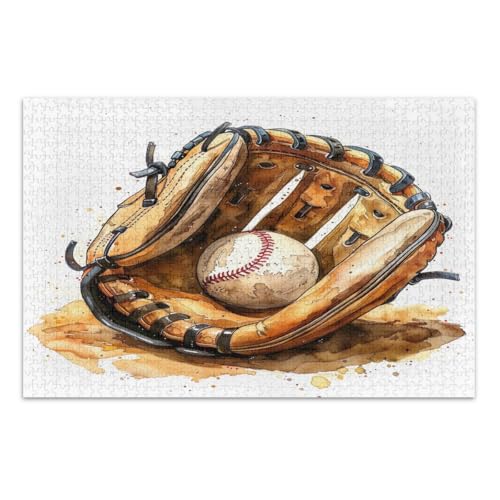 Baseballhandschuh-Puzzle, 1000 Teile, lustiges Puzzle, lustiges und farbenfrohes Kunstwerk, fertige Größe 75 x 50 cm von CHIFIGNO