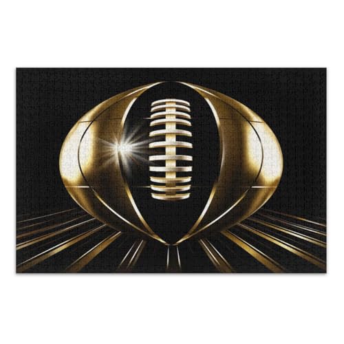Black Gold American Football Jigsaw Puzzles 1000 Pieces Wonderful Puzzle Gifts for Women Men Family Puzzles, Finished Size 29.5 x 19.7 Inches von CHIFIGNO