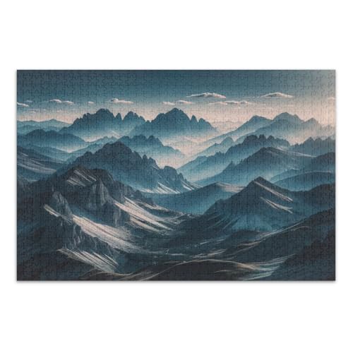 Blue Mountains Puzzle für Erwachsene, 500 Teile, lustiges und farbenfrohes Kunstwerk, fertige Größe 50,5 x 37,8 cm von CHIFIGNO