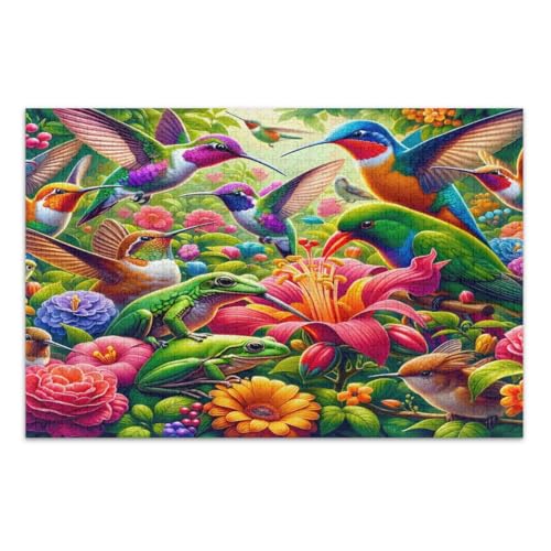 Bunte Kolibris, Frösche, Blumen, Puzzles für Erwachsene, 1000 Teile, herausfordernde Familienaktivität, einzigartige Puzzles, fertige Größe 75 x 50 cm Bunte Kolibris, Frösche, Blumen, Puzzles für Erwachsene, 1000 Teile, herausfordernde Familienaktivität, einzigartige Puzzles, fertige Größe 75 x 50 cm von CHIFIGNO