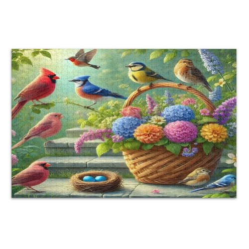 Bunte Vögel, lebendige Blumen, Puzzles für Erwachsene, 1000 Teile, Abschluss- oder Geburtstagsgeschenk, coole Puzzles, fertige Größe 75 x 50 cm Bunte Vögel, lebendige Blumen, Puzzles für Erwachsene, 1000 Teile, Abschluss- oder Geburtstagsgeschenk, coole Puzzles, fertige Größe 75 x 50 cm von CHIFIGNO
