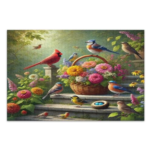 Bunte Vögel, lebendige Blumen, Puzzles für Erwachsene, 1000 Teile, lustiges Puzzle, Unterhaltungsspielzeug, Geburtstagsgeschenk, fertige Größe 75 x 50 cm Bunte Vögel, lebendige Blumen, Puzzles für Erwachsene, 1000 Teile, lustiges Puzzle, Unterhaltungsspielzeug, Geburtstagsgeschenk, fertige Größe 75 x 50 cm von CHIFIGNO