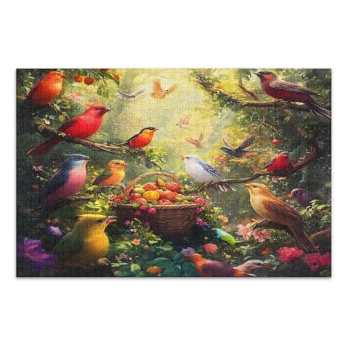 Bunte Vögel sammeln Puzzles 1000 Teile für Erwachsene, lustige Puzzles, exquisite Puzzle-Geschenke für Frauen Männer, Fertiggröße 79,5 x 49,7 cm von CHIFIGNO