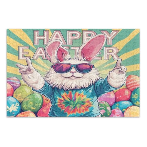 Bunte coole Osterhasen-Puzzles für Erwachsene, 1000 Teile, schwierige Puzzles, Unterhaltungsspielzeug, Geburtstagsgeschenk, fertige Größe 75 x 50 cm Bunte coole Osterhasen-Puzzles für Erwachsene, 1000 Teile, schwierige Puzzles, Unterhaltungsspielzeug, Geburtstagsgeschenk, fertige Größe 75 x 50 cm von CHIFIGNO