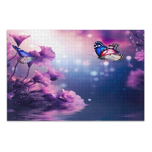 Bunte violette Blumen, Puzzle, 1000 Teile, für Erwachsene, Abschluss- oder Geburtstagsgeschenk, lustiges Puzzle, fertige Größe 75 x 50 cm Bunte violette Blumen, Puzzle, 1000 Teile, für Erwachsene, Abschluss- oder Geburtstagsgeschenk, lustiges Puzzle, fertige Größe 75 x 50 cm von CHIFIGNO