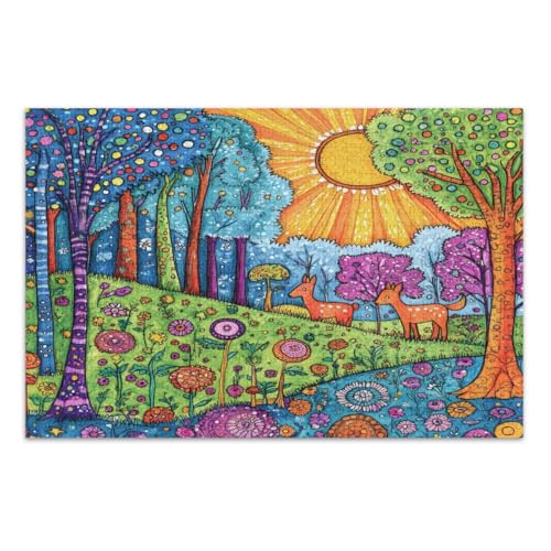 Buntes Baum-Blumen-Puzzle, 1000 Teile, lustiges Puzzle, wunderbares Puzzle, Geschenke für Damen und Herren, fertige Größe 75 x 50 cm Buntes Baum-Blumen-Puzzle, 1000 Teile, lustiges Puzzle, wunderbares Puzzle, Geschenke für Damen und Herren, fertige Größe 75 x 50 cm von CHIFIGNO