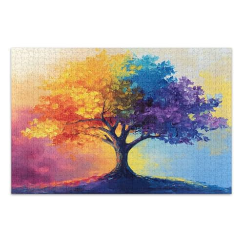 Buntes Baum-Puzzle, 1000 Teile, schwierige Puzzles, lustiges Spiel für Männer und Frauen, fertige Größe 75 x 50 cm Buntes Baum-Puzzle, 1000 Teile, schwierige Puzzles, lustiges Spiel für Männer und Frauen, fertige Größe 75 x 50 cm von CHIFIGNO