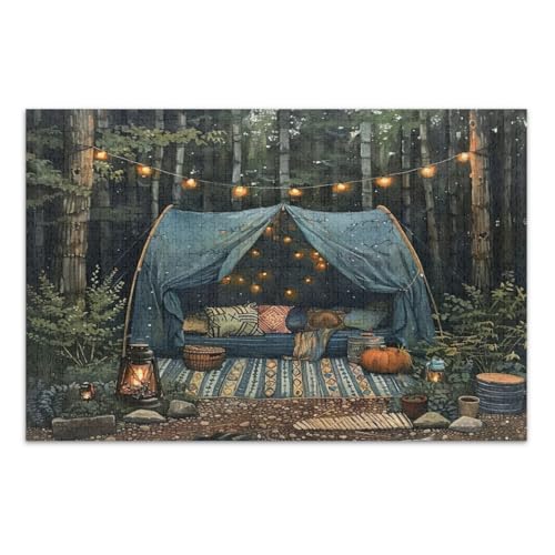 Camping Szene Puzzle 1000 Teile Coole Puzzles Tolle Geschenkidee für Urlaub, Fertige Größe 29,5 x 19,7 Zoll von CHIFIGNO