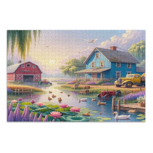 Country Life Vintage Farmhouse 1000 Teile Puzzle für Erwachsene, Lustiges Puzzle Herausfordernde Familienaktivität, Fertige Größe 29,5 x 19,7 Zoll Country Life Vintage Farmhouse 1000 Teile Puzzle für Erwachsene, Lustiges Puzzle Herausfordernde Familienaktivität, Fertige Größe 29,5 x 19,7 Zoll von CHIFIGNO