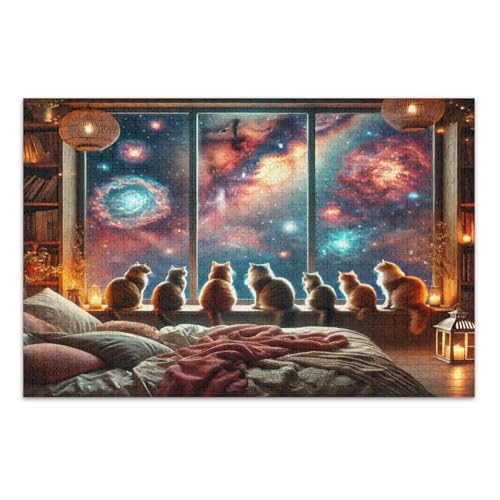 Cozy Cats Cosmic Night Sky Puzzle für Erwachsene 1000 Stücke Familie Puzzle Nette und Bunte Wandkunst, Fertige Größe 69,5 * 49,7 cm Cozy Cats Cosmic Night Sky Puzzle für Erwachsene 1000 Stücke Familie Puzzle Nette und Bunte Wandkunst, Fertige Größe 69,5 * 49,7 cm von CHIFIGNO