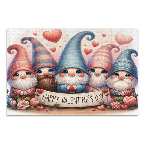 Cute Gnomes Happy Valentine's Day Jigsaw Puzzles 500 Pieces Family Puzzles White Elephant Gift Ideas, Finished Size 20.5 x 14.9 Inch von CHIFIGNO