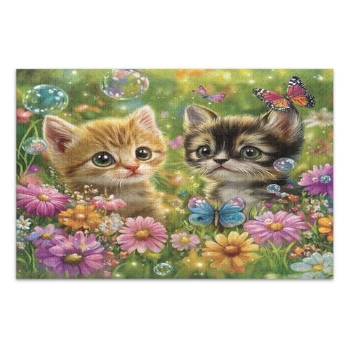 Cute Kitten Puppy Flowers Puzzle for Adults 1000 Pieces Cool Puzzles Great Gift Idea for Holidays, Finished Size 29.5*19.7 Inch Cute Kitten Puppy Flowers Puzzle for Adults 1000 Pieces Cool Puzzles Great Gift Idea for Holidays, Finished Size 29.5*19.7 Inch von CHIFIGNO