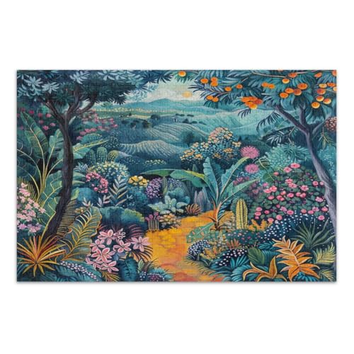 Exotische Blumen, 1000-teiliges Puzzle für Erwachsene, schwierige Puzzles, lustige und farbenfrohe Kunstwerke, fertige Größe 75 x 50 cm von CHIFIGNO