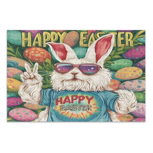 Farbenfrohes cooles Osterhasen-Puzzle, 1000 Teile, lustige und farbenfrohe Wandkunst, einzigartige Puzzles, fertige Größe 75 x 50 cm Farbenfrohes cooles Osterhasen-Puzzle, 1000 Teile, lustige und farbenfrohe Wandkunst, einzigartige Puzzles, fertige Größe 75 x 50 cm von CHIFIGNO