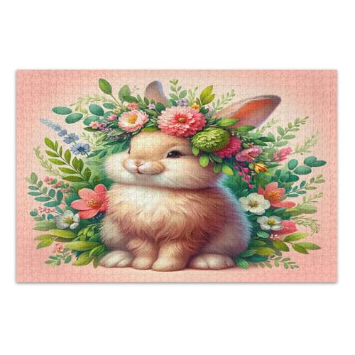 Frohe Ostern Hase mit Blumen Puzzles 1000 Teile für Erwachsene, Familienpuzzle Weißer Elefant Geschenkideen, Fertige Größe 29,5 x 19,7 Zoll Frohe Ostern Hase mit Blumen Puzzles 1000 Teile für Erwachsene, Familienpuzzle Weißer Elefant Geschenkideen, Fertige Größe 29,5 x 19,7 Zoll von CHIFIGNO