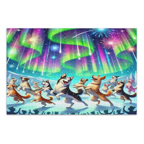 Funny Dancing Dogs 500 Piece Jigsaw Puzzles Challenging Puzzle for Game Nights Unique Puzzles, Finished Size 20.5 x 14.9 Inches von CHIFIGNO