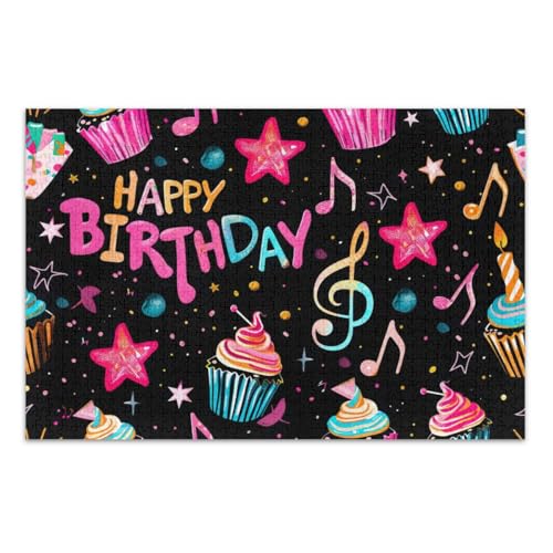 Happy Birthday Puzzles für Erwachsene 1000 Teile Einzigartige Puzzles Spaß Spiel für Männer Frauen Fertige Größe 29,5 x 19,7 Zoll von CHIFIGNO
