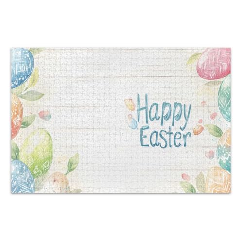 Happy Easter Bunte Eier-Puzzle, 1000 Teile, lustiges Puzzle-Spiel für Männer und Frauen, fertige Größe 75 x 50 cm Happy Easter Bunte Eier-Puzzle, 1000 Teile, lustiges Puzzle-Spiel für Männer und Frauen, fertige Größe 75 x 50 cm von CHIFIGNO