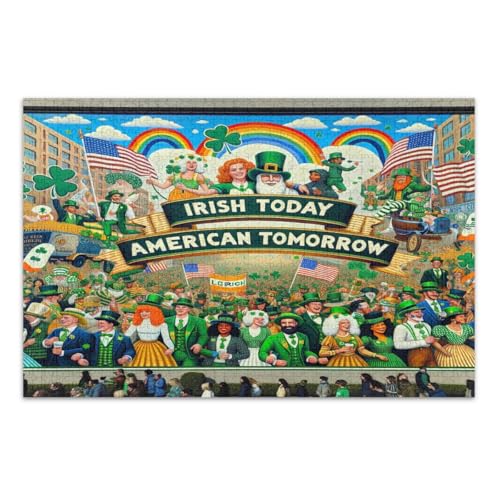 Happy St. Patrick's Day Puzzle, 1000 Teile, Familienpuzzle, lustige und farbenfrohe Wandkunst, fertige Größe 75 x 50 cm von CHIFIGNO