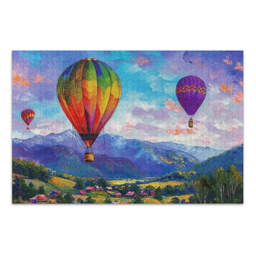 Heißluftballon-Puzzles für Erwachsene, 1000 Teile, coole Puzzles, lustige und farbenfrohe Wandkunst, fertige Größe 75 x 50 cm von CHIFIGNO