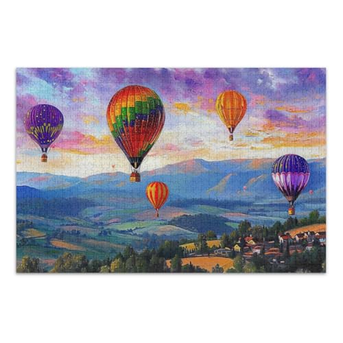 Heißluftballons Puzzles 500 Teile, Familienpuzzles Tolle Geschenkidee für Feiertage, Fertige Größe 20,5 x 14,9 Zoll von CHIFIGNO