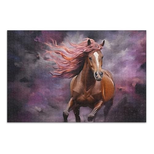 Laufendes Pferd, 500-teiliges Puzzle, lustige und farbenfrohe Kunstwerke, schwierige Puzzles, fertige Größe 50,5 x 37,8 cm von CHIFIGNO