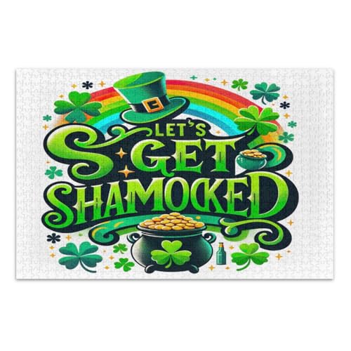 Let's Get Shamrocked Puzzles für Erwachsene, 1000 Teile, lustige und farbenfrohe Wandkunst, coole Puzzles, fertige Größe 75 x 50 cm von CHIFIGNO
