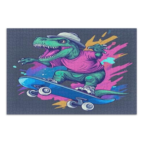 Lustiges Skateboarding Dinosaurier Puzzle für Erwachsene 1000 Teile Einzigartige Puzzles Herausfordernde Familienaktivität, Fertige Größe 29,5 x 19,7 Zoll Lustiges Skateboarding Dinosaurier Puzzle für Erwachsene 1000 Teile Einzigartige Puzzles Herausfordernde Familienaktivität, Fertige Größe 29,5 x 19,7 Zoll von CHIFIGNO