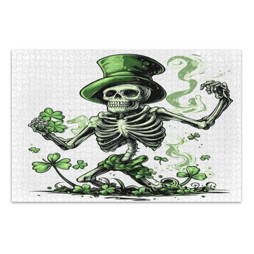 Lustiges St. Patrick's Day Skelett Grünklee Puzzle 1000 Teile Schwierige Puzzles Tolle Geschenkidee für Feiertage, Fertige Größe 29,5 x 19,7 Zoll Lustiges St. Patrick's Day Skelett Grünklee Puzzle 1000 Teile Schwierige Puzzles Tolle Geschenkidee für Feiertage, Fertige Größe 29,5 x 19,7 Zoll von CHIFIGNO