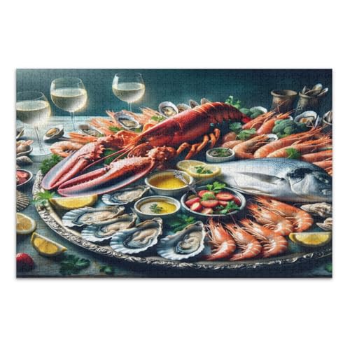 Meeresfrüchte-Fest Puzzles für Erwachsene, 1000 Teile, tolle Geschenkidee für Feiertage, coole Puzzles, fertige Größe 29,5 x 19,7 Zoll Meeresfrüchte-Fest Puzzles für Erwachsene, 1000 Teile, tolle Geschenkidee für Feiertage, coole Puzzles, fertige Größe 29,5 x 19,7 Zoll von CHIFIGNO