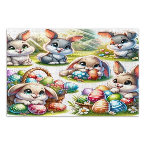 Niedliche Cartoon-Osterhasen und Eier Puzzles 1000 Teile für Erwachsene, schwierige Puzzles lustiges Spiel für Männer Frauen, fertige Größe 29,5 x 19,7 Zoll Niedliche Cartoon-Osterhasen und Eier Puzzles 1000 Teile für Erwachsene, schwierige Puzzles lustiges Spiel für Männer Frauen, fertige Größe 29,5 x 19,7 Zoll von CHIFIGNO