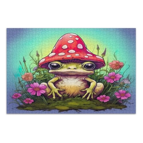 Niedliche Frosch-Pilzblumen 1000 Teile Puzzles für Erwachsene, Familienpuzzles Pädagogisches Intellektuelles Puzzle, Fertige Größe 29,5 x 19,7 Zoll Niedliche Frosch-Pilzblumen 1000 Teile Puzzles für Erwachsene, Familienpuzzles Pädagogisches Intellektuelles Puzzle, Fertige Größe 29,5 x 19,7 Zoll von CHIFIGNO