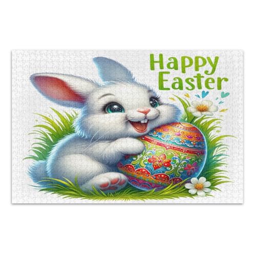Niedliche Osterhasen-Puzzles 1000 Teile für Erwachsene, schwierige Puzzles lustiges Spiel für Männer Frauen, fertige Größe 29,5 x 19,7 Zoll von CHIFIGNO