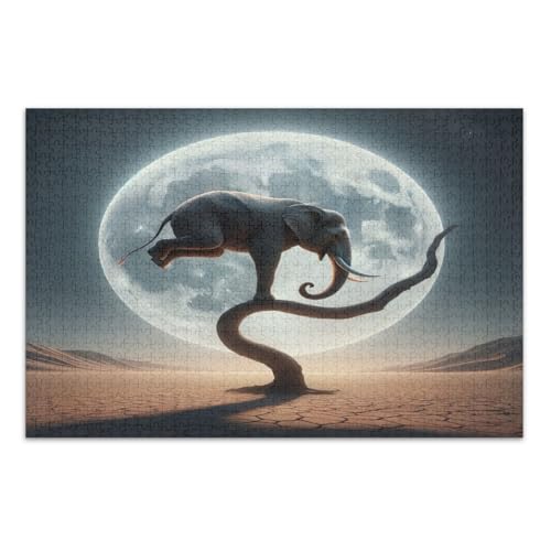 Niedliche lustige Elefanten-Puzzles, 1000 Teile, lustige und farbenfrohe Wandkunst, einzigartige Puzzles, fertige Größe 75 x 50 cm Niedliche lustige Elefanten-Puzzles, 1000 Teile, lustige und farbenfrohe Wandkunst, einzigartige Puzzles, fertige Größe 75 x 50 cm von CHIFIGNO