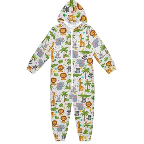 Niedlicher Einteiler mit Cartoon-Tieren, Löwen, für Kinder, mit Kapuze, Jumpsuits, Cosplay, Halloween, Weihnachten, Niedliche Cartoon-Tiere, Löwen, 7-8 Jahre von CHIFIGNO