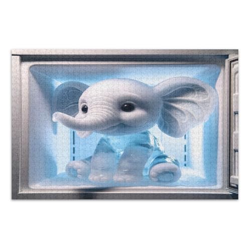 Niedlicher Elefant im Gefrierschrank Puzzles 1000 Teile Lustiges Puzzle Spaß Spiel für Männer Frauen Fertige Größe 29,5 x 19,7 Zoll Niedlicher Elefant im Gefrierschrank Puzzles 1000 Teile Lustiges Puzzle Spaß Spiel für Männer Frauen Fertige Größe 29,5 x 19,7 Zoll von CHIFIGNO