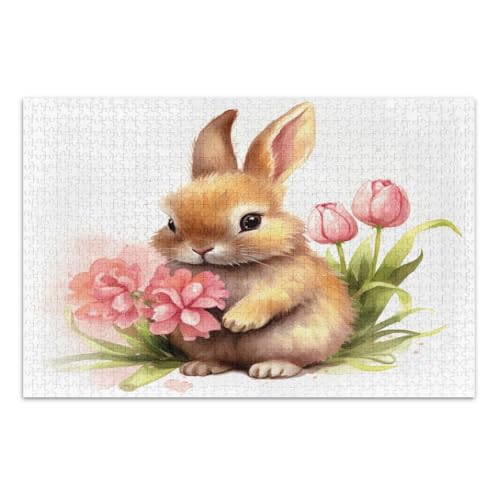 Niedliches Blumenkaninchen 1000 Teile Puzzles für Erwachsene, coole Puzzles zum Schulabschluss oder Geburtstagsgeschenk, fertige Größe 29,5 x 19,7 Zoll Niedliches Blumenkaninchen 1000 Teile Puzzles für Erwachsene, coole Puzzles zum Schulabschluss oder Geburtstagsgeschenk, fertige Größe 29,5 x 19,7 Zoll von CHIFIGNO