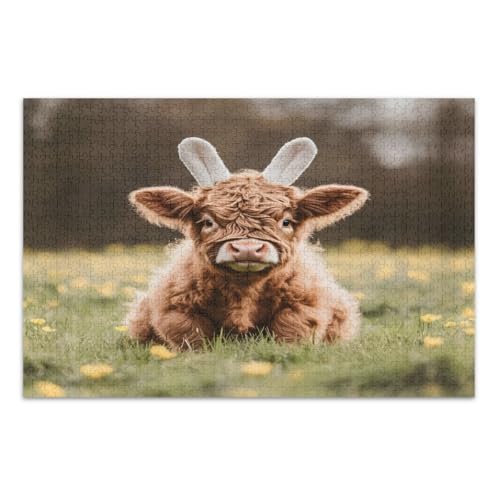Niedliches Oster-Puzzle, Hochlandkuh, 1000 Teile, tolle Geschenkidee für Feiertage, Familienpuzzle, fertige Größe 75 x 50 cm Niedliches Oster-Puzzle, Hochlandkuh, 1000 Teile, tolle Geschenkidee für Feiertage, Familienpuzzle, fertige Größe 75 x 50 cm von CHIFIGNO